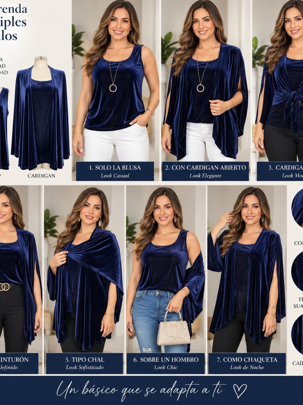 Susan Graver Velvet Tank & Draped Cardigan Set - Deep Blue